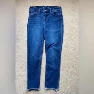 Straight-Legged Distressed Hem Jeans